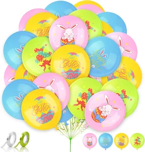 32 Stück Ostern Luftballons, Ostern Deko Ballons, 8 Blaue 8 Gelbe 8 Rosa 8 Grüne - Bild 1 von 7