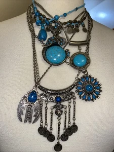 BOHO Junk Jewelry Necklace Lot Vintage & Modern Wear, Repair, Craft, Harvest - Picture 1 of 7