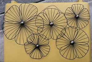 Vintage MCM Metal Wire Flower Wall Decor 23"×18" - Picture 1 of 7