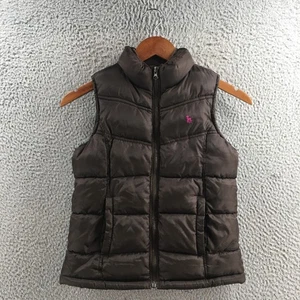 Old Navy Puffer Vest Youth Large Brown Zip Front Quilted Insulated Sleeveless - Picture 1 of 20