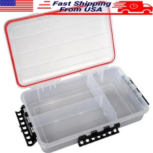 Waterproof Tackle Box Adjustable Compartments Secure Latches Transparent Design - Picture 1 of 5