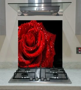 Spritzschutz Hartglas modern einzigartig rote Rose Nahaufnahme alle Größen - Bild 1 von 3