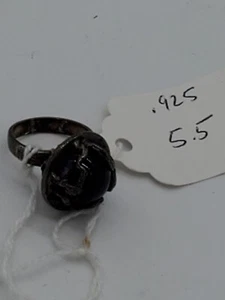 Ladies Sterling Silver Ring Size 5.5 Big Purple Stone SM - Picture 1 of 5