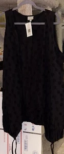 NICHE Nilgun Derman NWT XL $168 Black Textur Dot BOGO Sleeveless Drawstring Vest - Picture 1 of 7