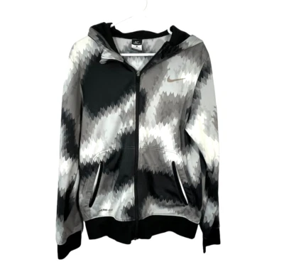 Nike женщин Therma-Fit полный молнии длинным рукавом куртка черный/серый M флис с подкладкой - Изображение 1 из 4