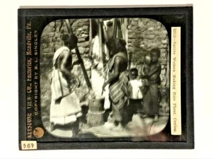 Keystone Magic Lantern Glass Slide 12112 - Native Women Making Rice Flour, # 494 - Picture 1 of 1