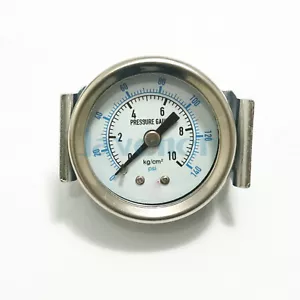 Manómetro de presión de compresor de aire 1/8" BSPP 0-140 psi 40 mm montaje axial con soporte - Imagen 1 de 4