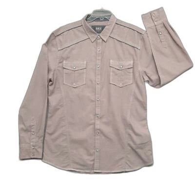 Camisa con Hebilla BKE Hombres Perla A Presión Abotonada Talla XXL Camisa Estilo Occidental Rosa Pálido Foto 1 de 4