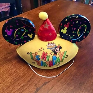 Disney Parks "It's My Birthday" Yellow Mickey Mouse Ears Hat - Picture 1 of 6