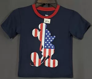 Disney Mickey Mouse shirt Toddler 4 short sleeve red white blue usa - Picture 1 of 5