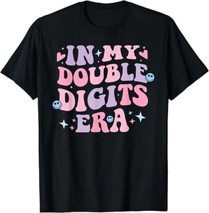 In My Double Digits Era Retro 10 Year Old 10th Birthday Girl Gift Unisex T-Shirt - Picture 1 of 3