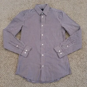 H&M Shirt Mens Small Slim Purple Plaid Long Sleeve Button Up Cotton Blend - Picture 1 of 11