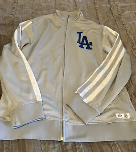 LOS ANGELES DODGERS Baseball Track Jacket MEDIUM Sweatshirt MLB Gray FREE SHIP