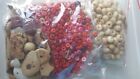 Natural And Red Wood 100s Of Beads Various Sizes Macrame Shells Craft Lot New
