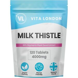 Milk Thistle Tablets 4000mg - 120 High Strength Tablets Silymarin Liver Hangover