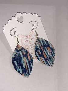 Light As A Feather Women's Blue Tahiti Petal Earrings Vegan Leather - Picture 1 of 2