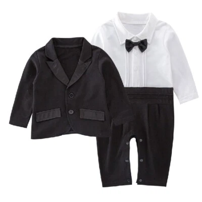 boys jumpsuits +coat baby boy outfits & set wedding party tuxedo - Image 1 of 4