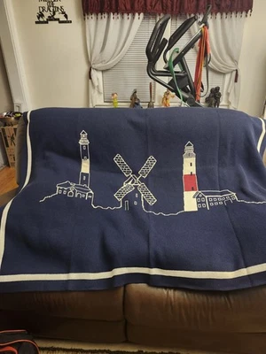 NUEVO CON ETIQUETAS EN BOLSA HECHO A MEDIDA CONFORT NANTUCKET LIFELINES 50x60 Manta Tiro Foto 1 de 4