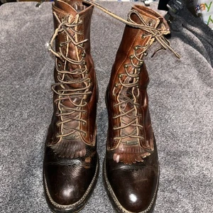 Double H Packer Lacer Logger Western Work Boots 10.5 Lace Up Aeroglide 7 DSS - Picture 1 of 19