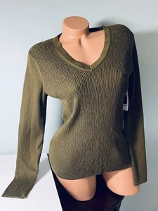 Carlisle Collection 100% Suvin Cotton Sweater Top Olive Sz S Miranda Sample Set - Picture 1 of 10