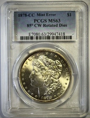 1878-CC (Mint Error) Morgan Dollar - PCGS MS63 - 85 Degree CW Rotated Dies - Image 1 of 4