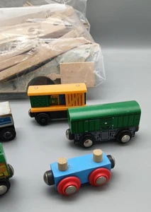 Wooden Train cars and Wooden Tracks lot - Picture 1 of 10