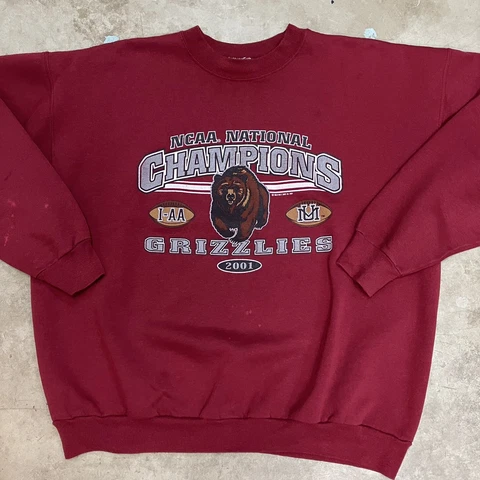 Vintage Montana Grizzlies U Of M 2001 NCAA Champions Crew Neck Sweatshirt XL Cover