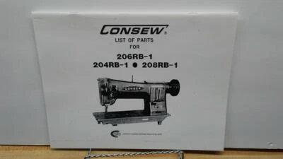 Consew 204RB-1  206RB-1 208RB-1 Sewing Machine Parts Book Manual - Image 1 of 3