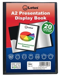 A2 Black Display Book 10 20 40 Pocket Presentation Folder Document Filing Wallet - Picture 1 of 17