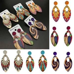 Wooden Earrings Retro Geometry women Jewelry Ornament Earrings 2024 fashion - Bild 1 von 19