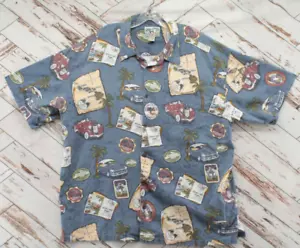 VTG Big Dog's Shirt Men's XL Short Sleeve Button-Up Hawaiian Cruise Linen Rayon - Picture 1 of 9