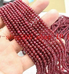 Wholesale 10 Pcs Faceted 3mm Red Jade Round Gemstone Loose Beads 15" - Picture 1 of 12