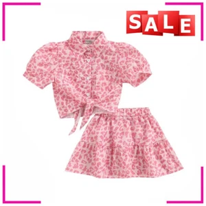2PCS Toddler Baby Girls Outfit Floral Puff Sleeve Tops+ Skirt kids Clothes Set - Picture 1 of 9
