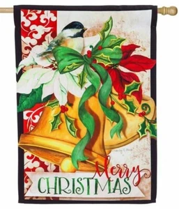 Weihnachtsglocken 13S4613 immergrün Wildleder Haus Flagge 28" x 44" - Bild 1 von 1