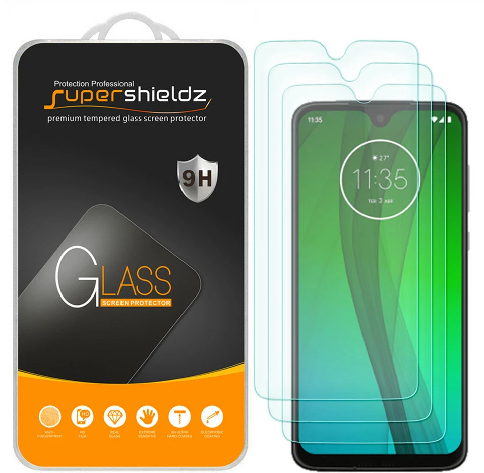3-Pack Supershieldz Tempered Glass Screen Protector for Motorola Moto G7 Plus
