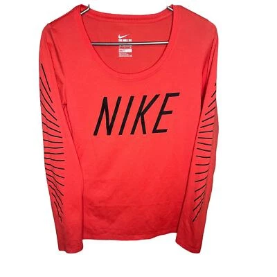 Camiseta blusa Nike Runners coral rosa/vermelho manga longa ajuste casual  - Imagem 1 de 4