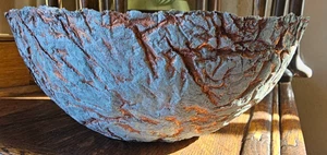 Paper Mache Centerpiece Bowl Natural Uneven Edges 3.5x8.5 stamped BELL - Picture 1 of 8