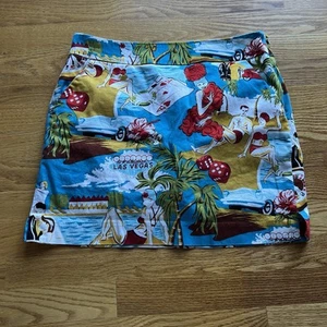 LOUDMOUTH Skort Women Size 6 Blue Golf Tennis Pickleball Las Vegas Cards Cars - Picture 1 of 13