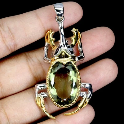 Colgante de plata esterlina Black Friday ovalado amatista verde 20 quilates joyería hecha a mano Foto 1 de 4