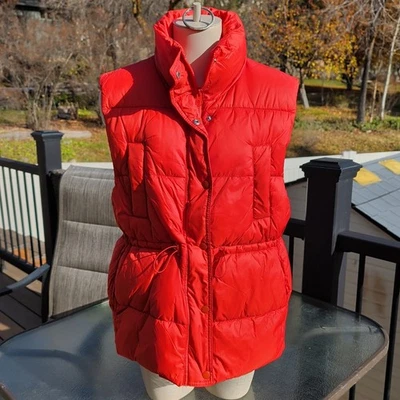 Chaleco acolchado medio Love Tree para mujer naranja rojo bolsillos cintura ceñida cremallera a presión Foto 1 de 4