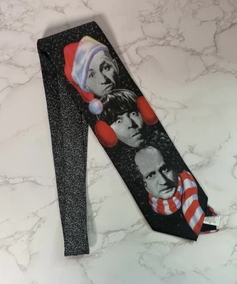 Vintage Christmas Holiday Three Stooges Ralph Marlin Tie Santa Hats 1995 - Image 1 of 4