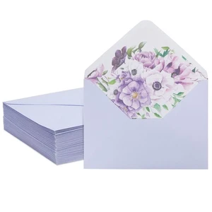 Wedding Invitation Envelopes - A7, Lavender Purple, Floral-Lined, 50 Pack - I... - Picture 1 of 8