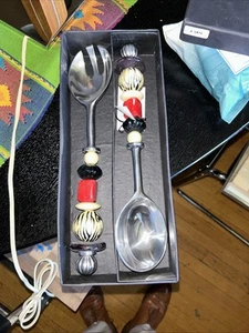 2PC SOUTHCOAST Stainless Salad Serving Fork & Spoon Acrylic in Box NEW - Picture 1 of 3