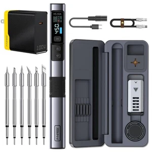 100W Portable Soldering Iron Kit Fast Heating 3 Temperature Settings 6 Tips - Picture 1 of 8