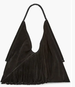 VINCE CAMUTO Black Liann Suede Hobo BagFringe  - Picture 1 of 6