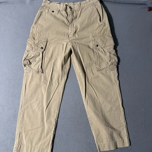 Vintage Polo Ralph Lauren Cargo Wide Leg Pants Mens 34x30 Beige Baggy Snap - Picture 1 of 8