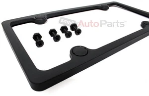 Matte Black Plastic ABS License Plate Frame/Bolts/Caps Kit for Auto-Car-Truck - Picture 1 of 1