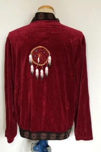 Milton Funwear Canada Mens Jacket Large Red Dreamcatcher Embroidery Full Zip - Picture 1 of 8