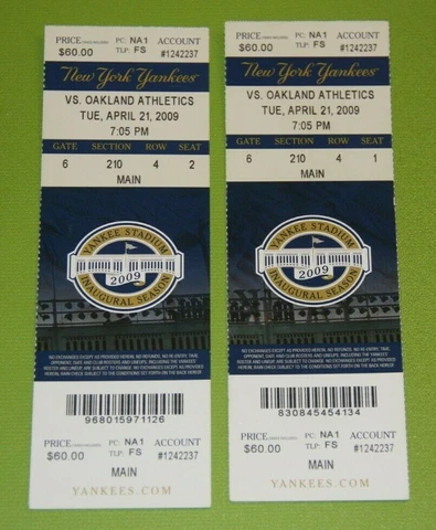 New York Yankees Ticket Stub | April 21 2009 | Mariano Rivera Save Cover