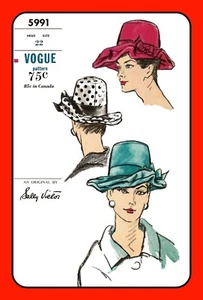 HAT Pattern 5991 High Crown FLUTED BRIM Derby Sally Victor Vtg 1963 Sewing Craft - Picture 1 of 5